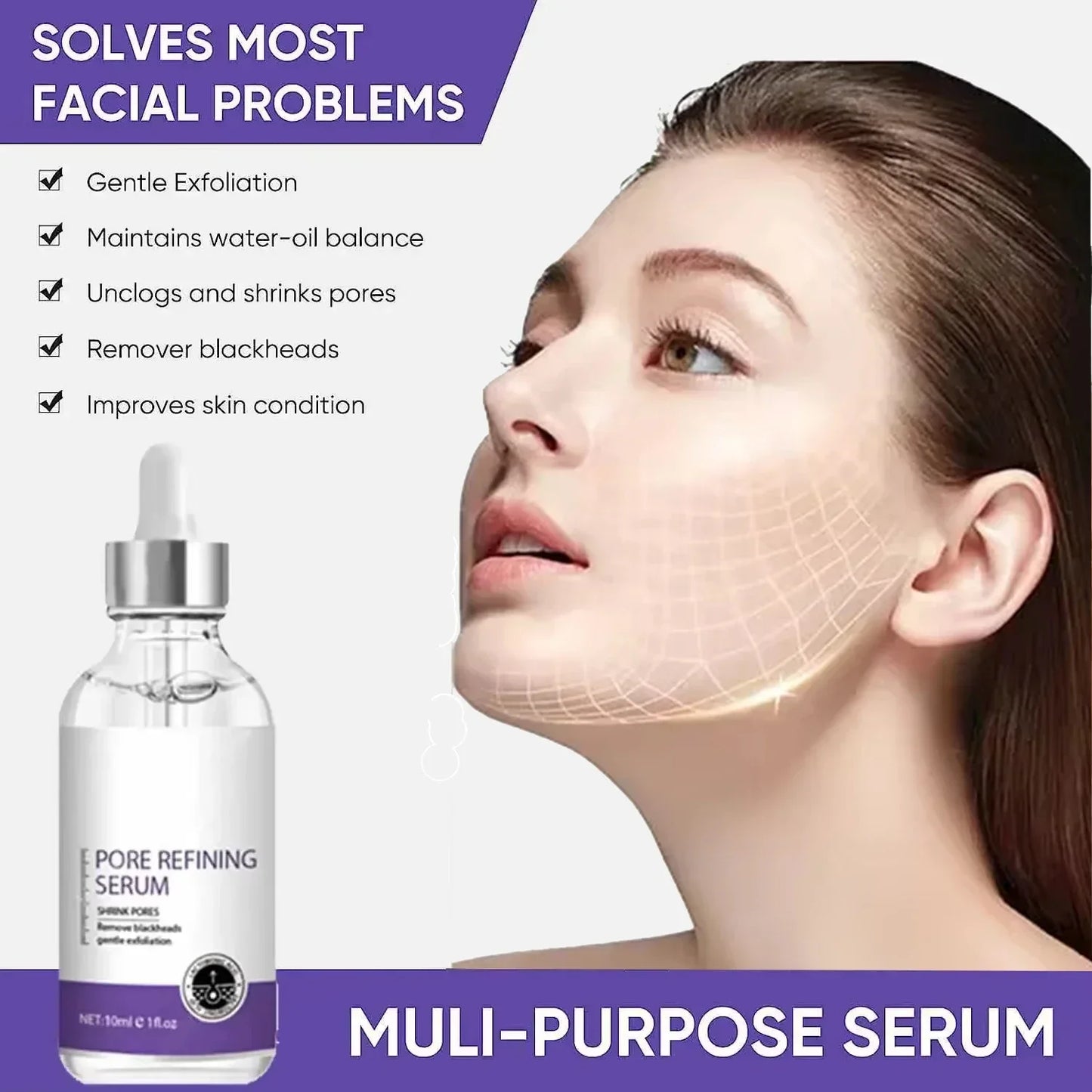 Face Skin Pore Shrinkage Serum Long-Lasting Moisturizing Improves Large Pores Calming Skin Care Essence
