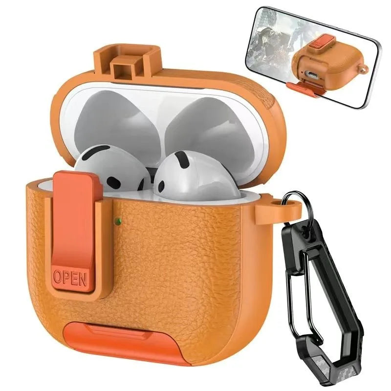 Can be used in mobile phone holders For Airpods 4 Case Shockproof Protective Cover For Airpods Pro 2nd AirPods4 Leather Bracket