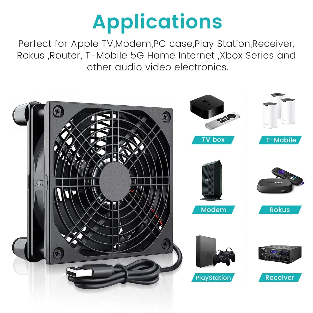 120mm 5V USB Power Cooling Case Fan for Receiver DVR Xbox TV Box Router