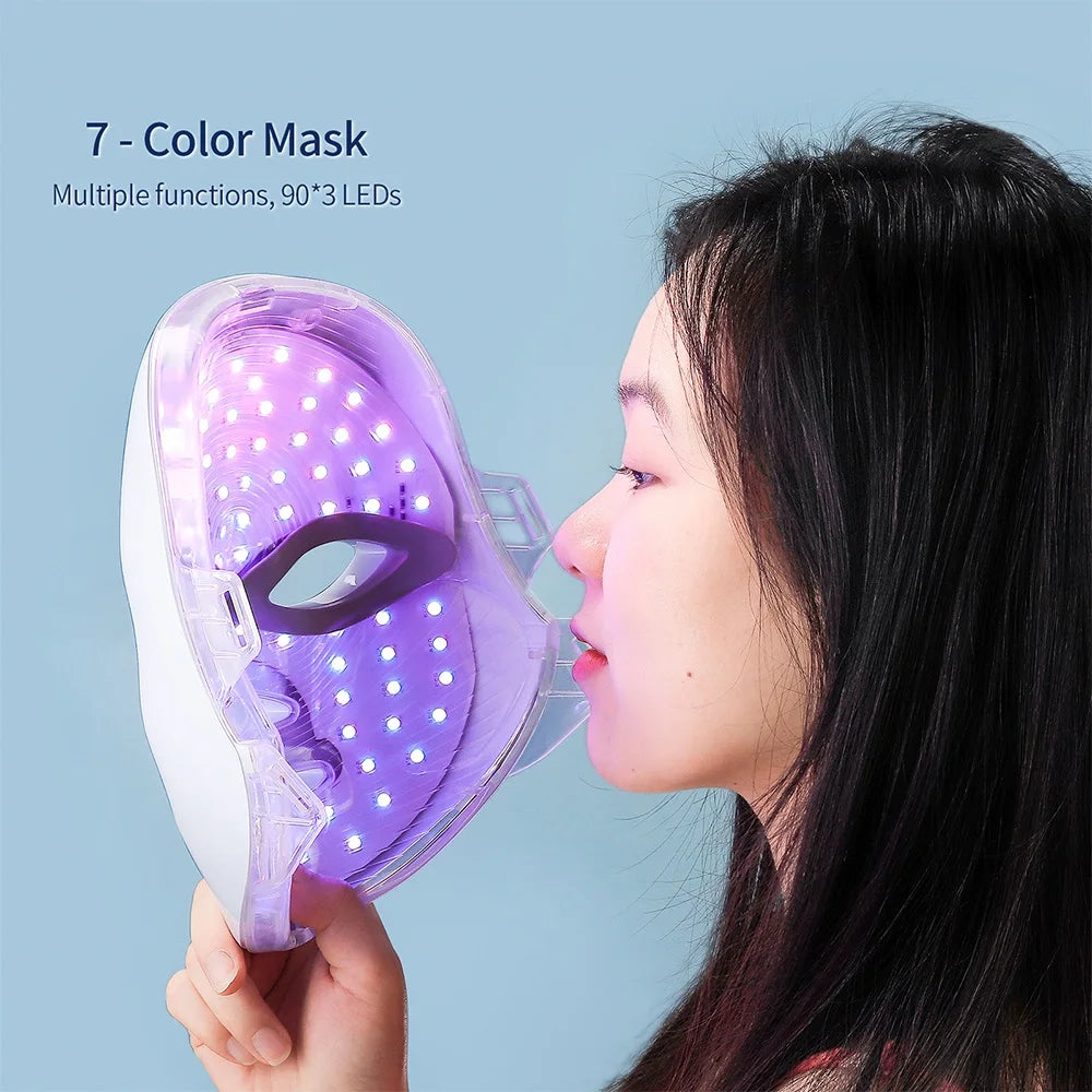 7 Color LED Face Neck Mask Wireless LED Facial Mask Photon Neck Care Machine Skin Repaired Firming Anti Aging Beauty Mask Tool