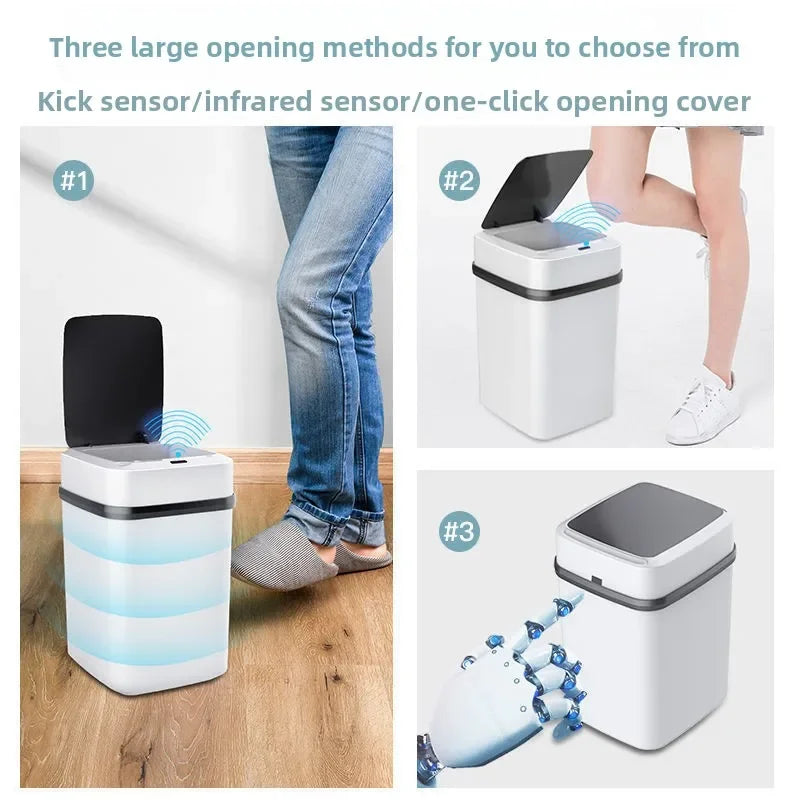 13L Smart Trash Can with Lid Sensor Toilet, Creative Fully Automatic Electric Lid Opening Trash Can for Living Room and Bathroom
