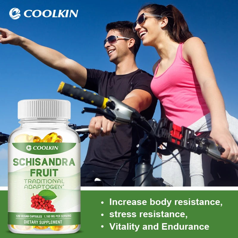 Organic Schisandra Capsules - Relieve Stress, Cardiovascular Health, Boost Immunity - Non-GMO, Gluten-free