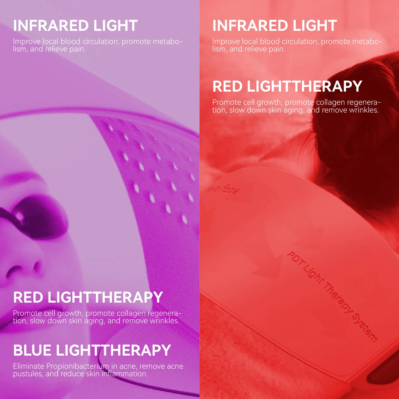 Hello Face 850nm Near Infrared PDT Light Therapy System 720 Light Sources LED Photon Beauty Device LED Face Mask Body Skin Care