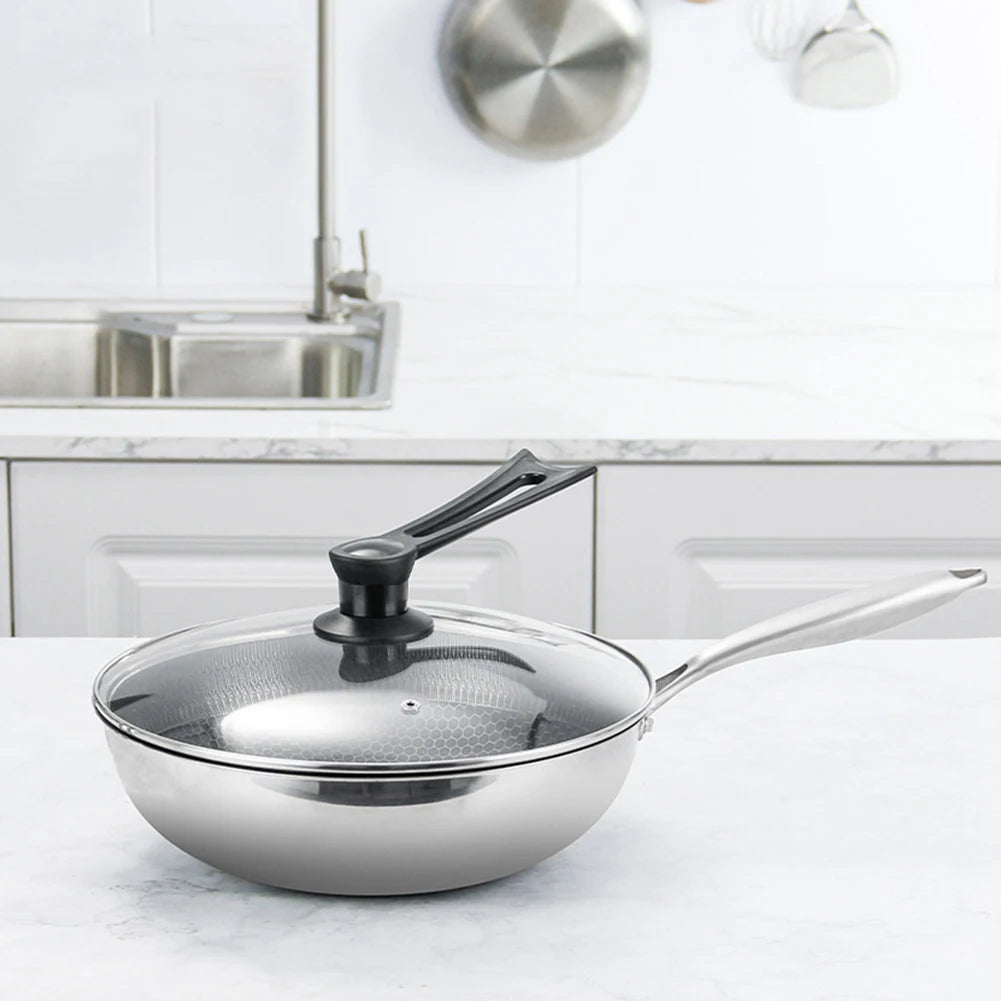 32 Cm Wok Induction Compatible Wok For Everyday Cooking High Heat Resistance Home Cooking Wok Lid Included Multi-Functional Wok