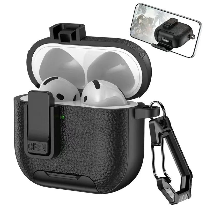 Can be used in mobile phone holders For Airpods 4 Case Shockproof Protective Cover For Airpods Pro 2nd AirPods4 Leather Bracket