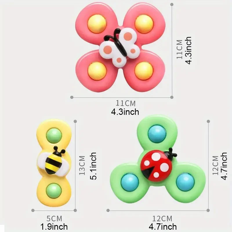 Childrens Interactive Bug Flower Suction Cup Top Toy Cartoon Suction Cup Spinning Baby Toy Educational Fun Play