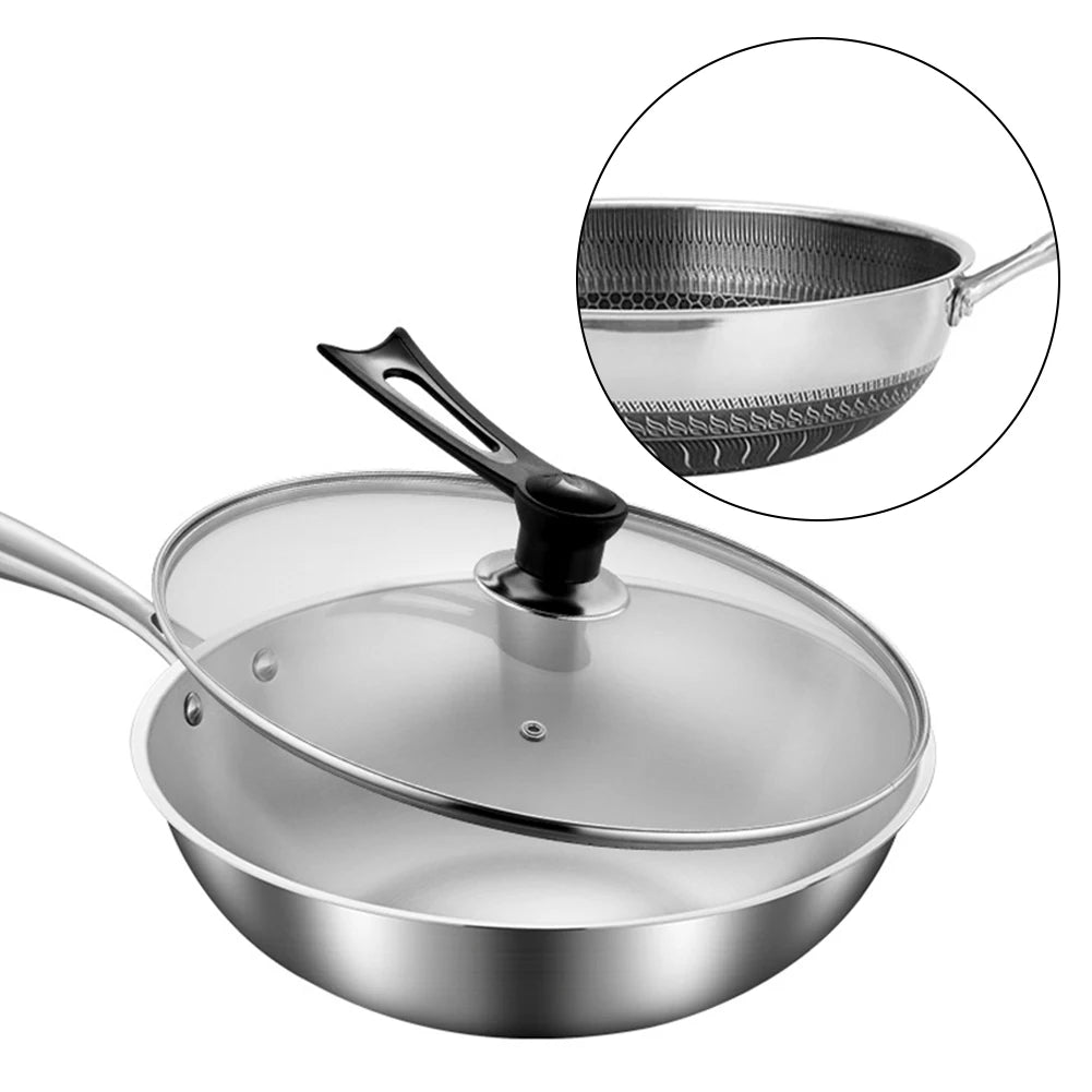 32 Cm Wok Induction Compatible Wok For Everyday Cooking High Heat Resistance Home Cooking Wok Lid Included Multi-Functional Wok