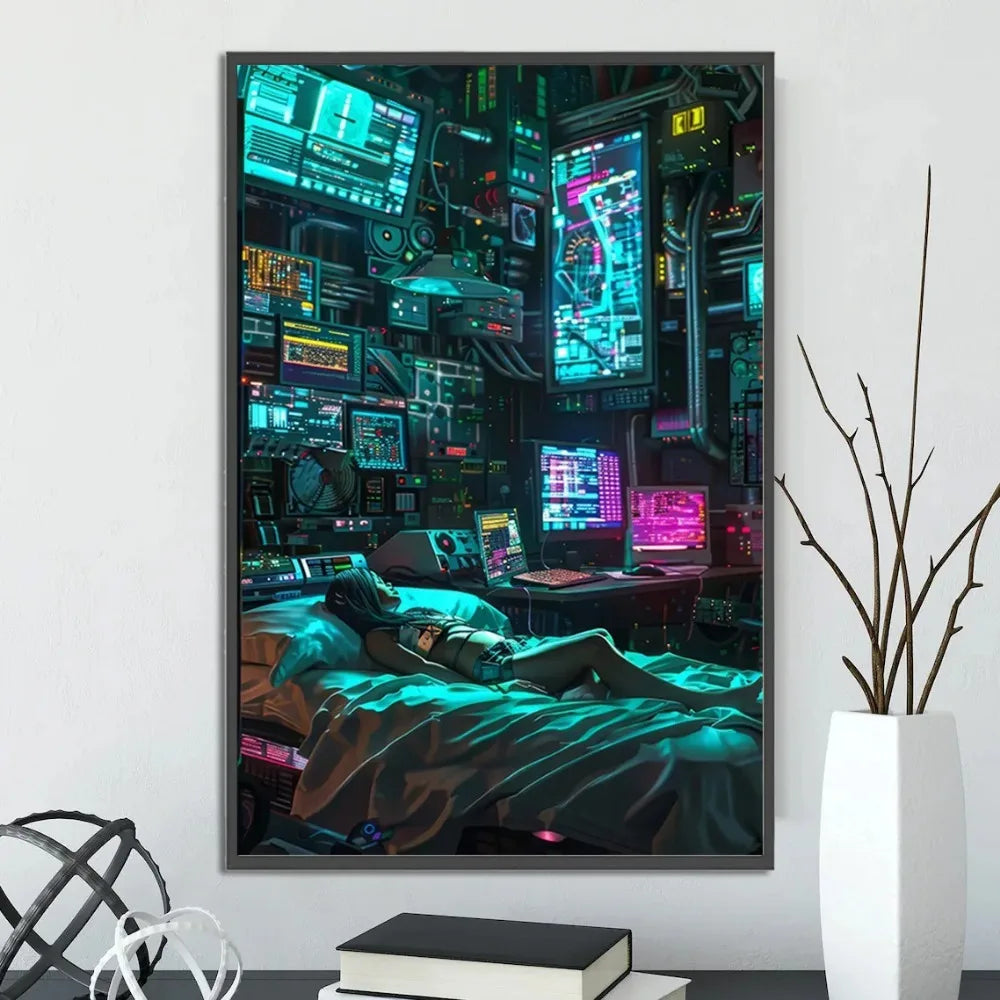 Cyberpunk City Posters Figures Home Decoration Canvas Painting Wall Arts Cartoons Computer Room