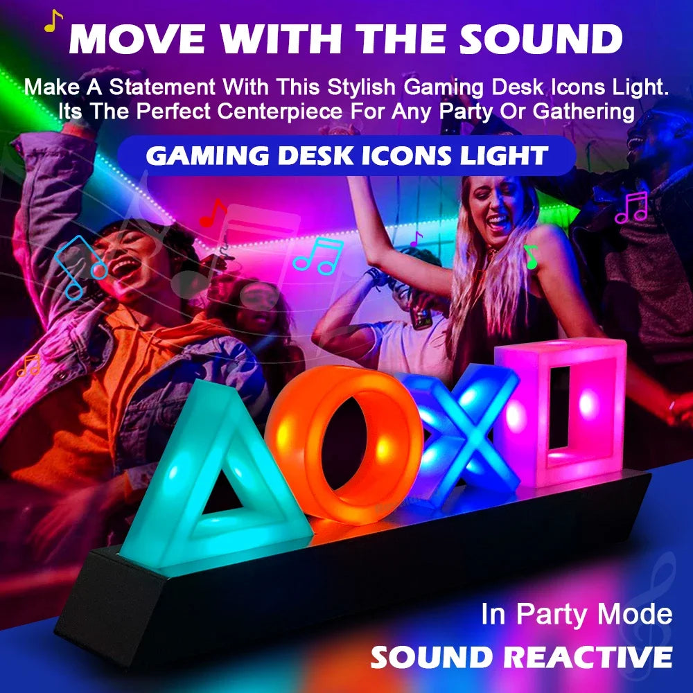 🎮 GamerIcon LED Lamp – Voice-Controlled PS4/PS5 Music Neon Light 🎮