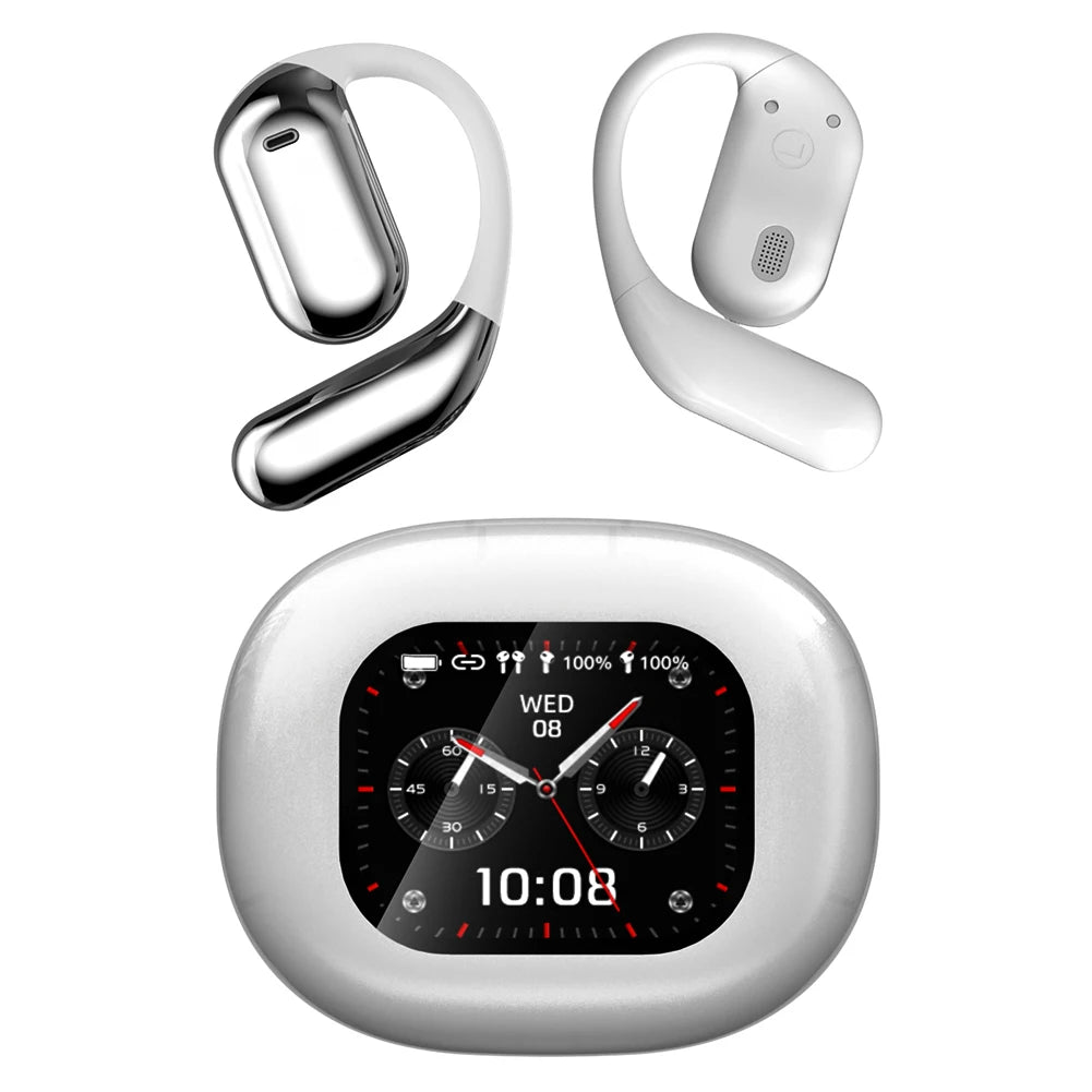 AI Translation Earphones Bluetooth-Compatible 5.4 Real Time Translator Waterproof Touch Screen Open Ear Headphones