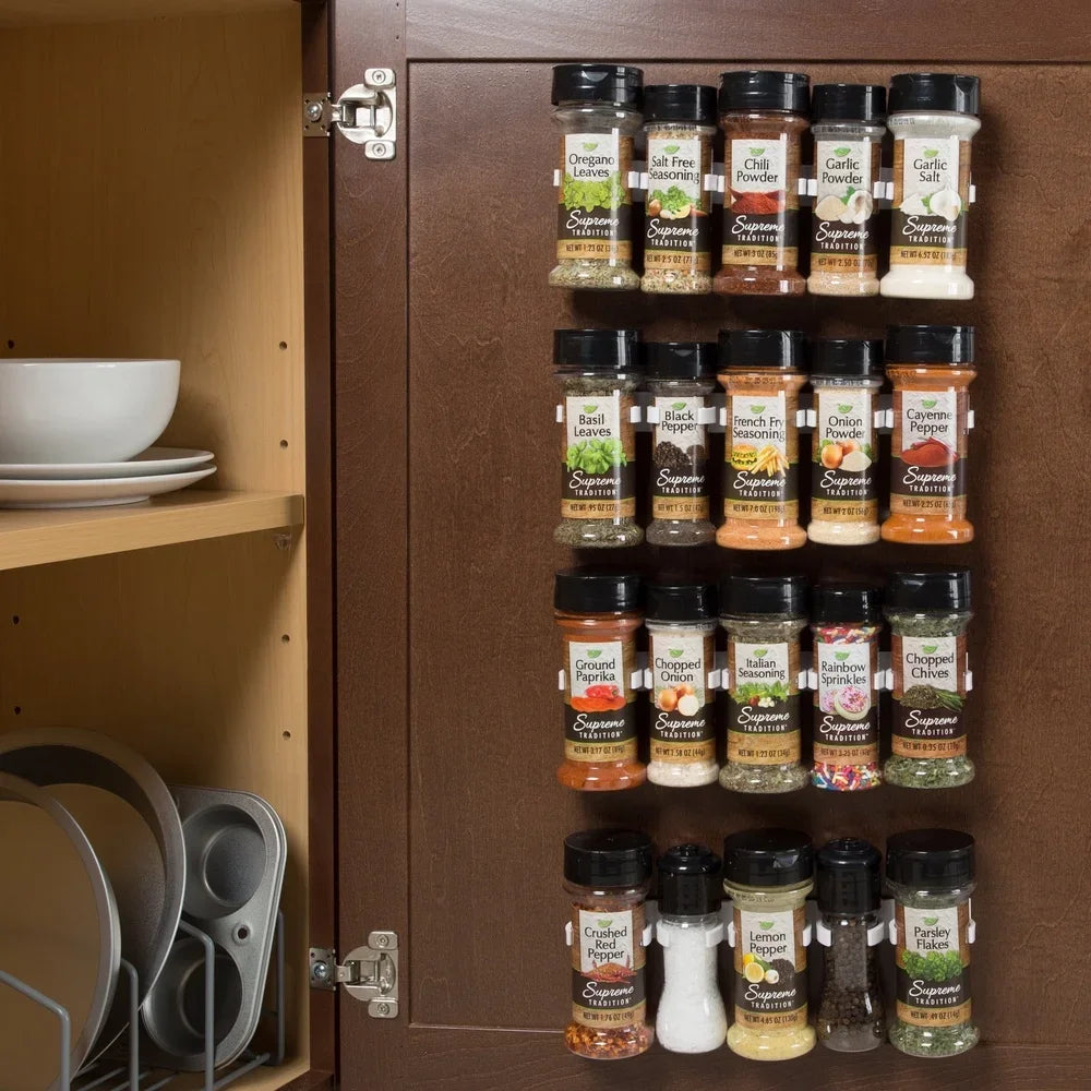 Spice Rack Organizer Cabinet Gripper Clip Strips Kitchen Pantry Storage Space Saver Easy Installation 80 Spice Containers