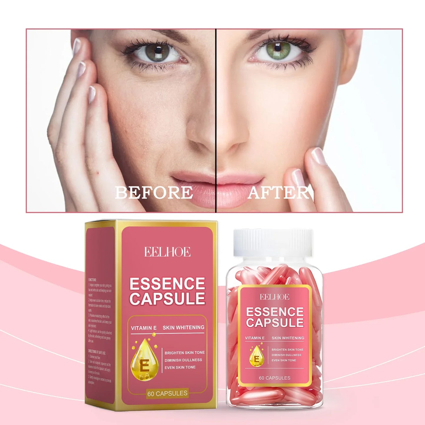 Vitamin E Dark Spots Remover Capsule Face Freckle Melanin Correct Anti Pigmentation Brighten Beauty Korean Day Night Skin Care