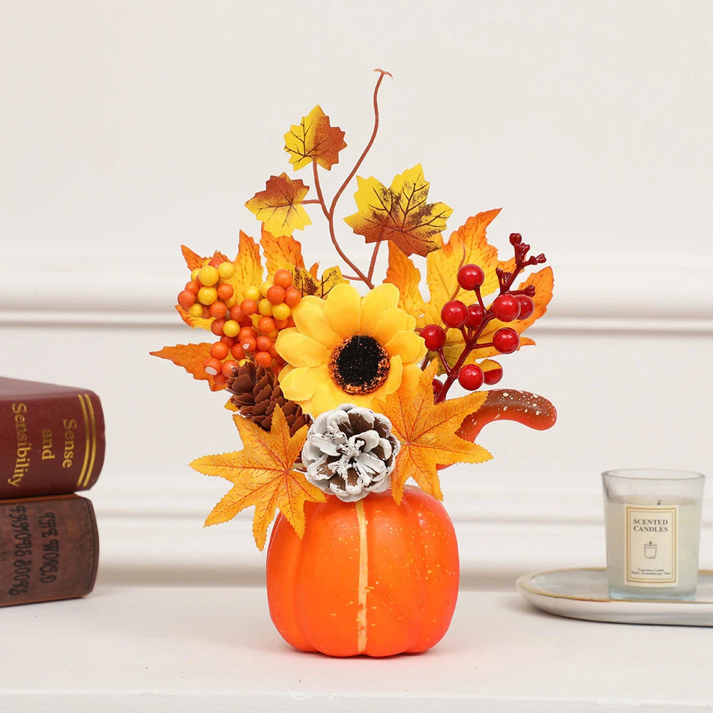 Halloween Artificial Pumpkins Maple Leaf Sunflower Table Home Decor House Prop Autumn Harvest Thanksgiving Party Decor