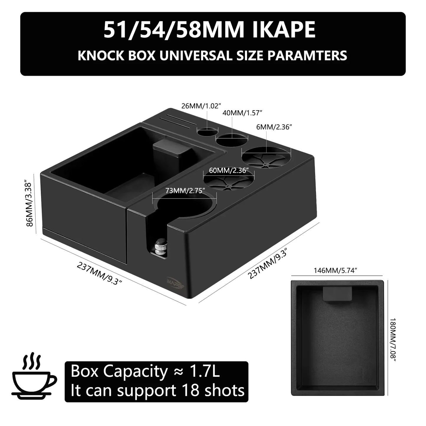 IKAPE V2 Espresso Knock Box Organizer Box for Coffee Beans And Accessories Professional coffee tools for home baristas