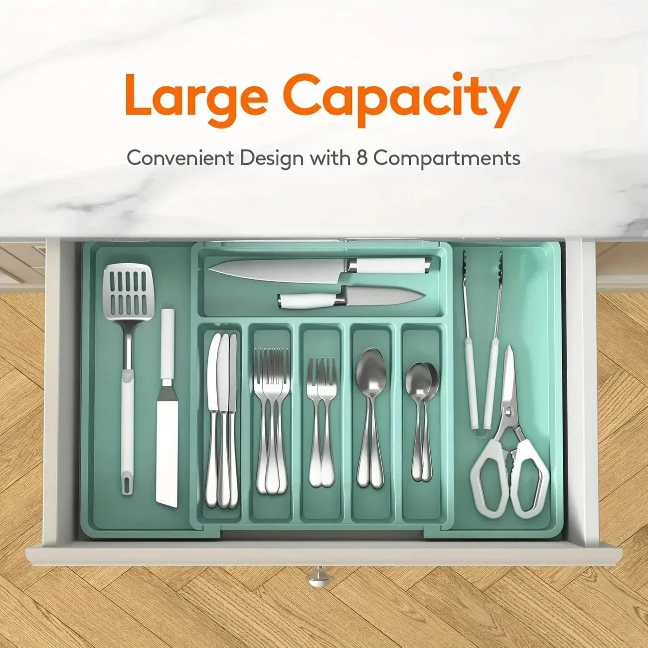 Expandable Utensil Tray Storage Box Home Kitchen Diningware Organizer PP Material Jewelry Accessories Packaging Display