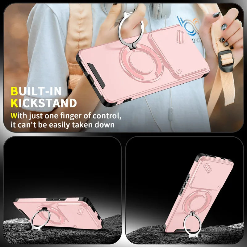 For Infinix Note 40 50 Pro Plus 4G 5G Magnetic Case ELVEV Anti-drop Heavy Duty Rugged Hard PC Ring Stand Phone Cover