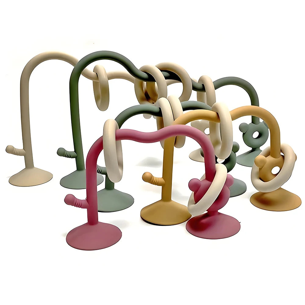 Silicone Children's Silicone Desktop Toys Bead Wrap Baby Early Learning Puzzle Game Toys Highchair Desktop Adsorption Toys