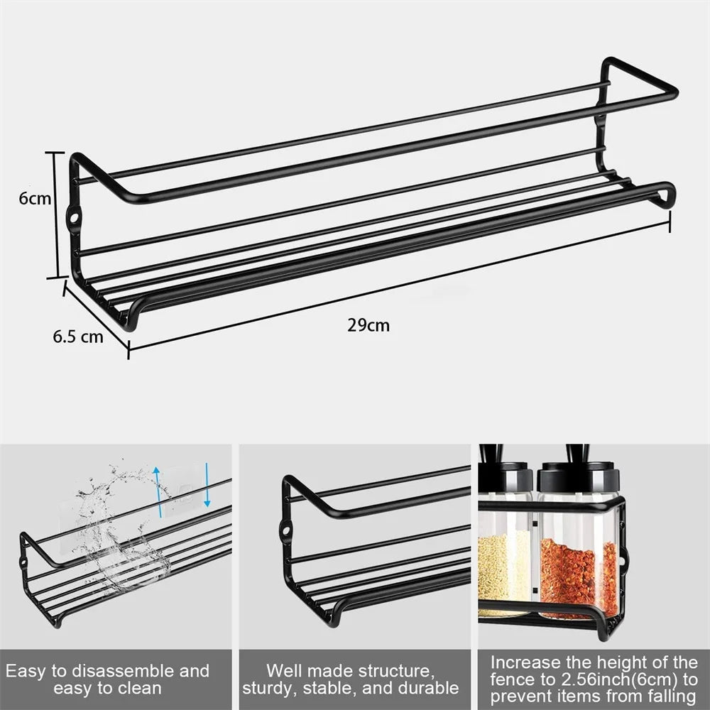 ✨ 4-Pack Wall Mounted Spice Rack | Stainless Steel Kitchen Organizer ✨