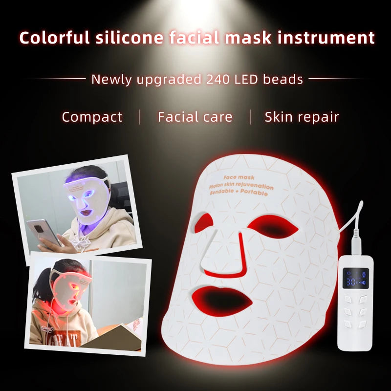 UBilli Soft Portable Led Facial Mask 4 Colors 460 590 630 850nm Infrared Red Light Photon Therapy Skin Care Face Beauty Mask