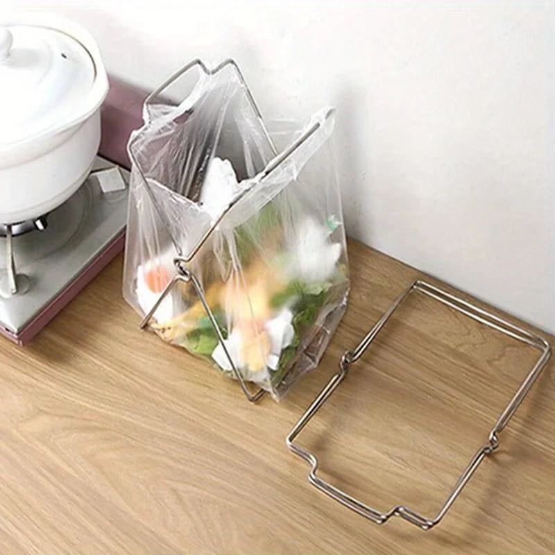 Desktop Trash Bag Holder,Small Garbage Bag Rack,Home Kitchen Countertop Folding Trash Bag Bracket Organizer Dishcloth Towel Rack