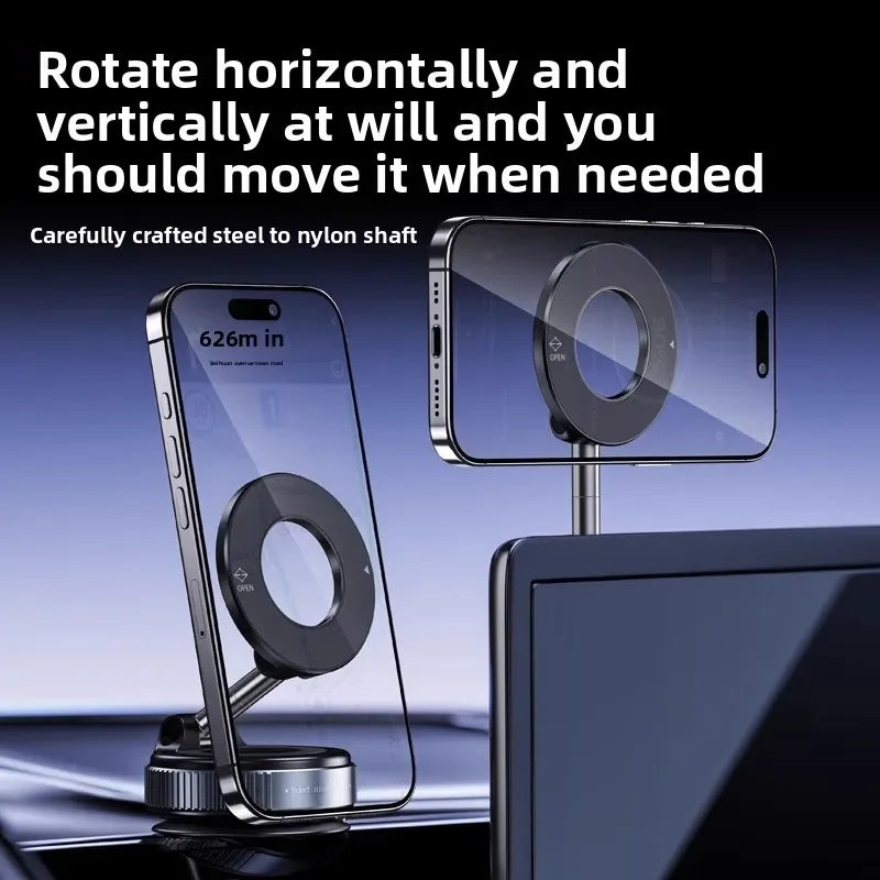 Vacuum magnetic phone holder, Magsafe suction cup phone stand, 360 ° adjustable magnetic phone holder, pocket sized foldable