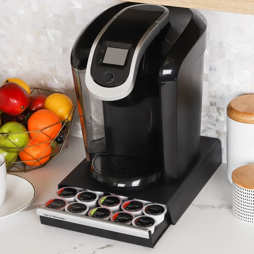 Single Serve Coffee Pod Drawer Organizer Storage 30 Pods Compact Kitchen Brewing Base Easy Maintenance Rubber Grips Stable Setup