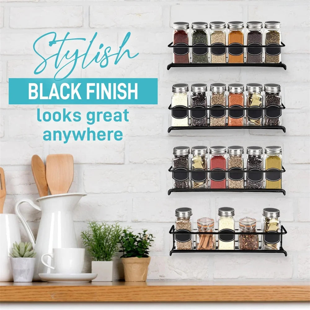 ✨ 4-Pack Wall Mounted Spice Rack | Stainless Steel Kitchen Organizer ✨
