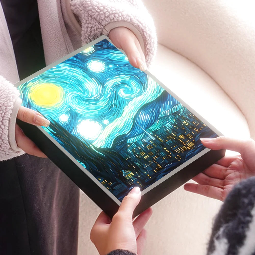 Van Gogh Starry Night Night Light - Artistic LED Room Decor Lamp, Lampara de Noche for Bedroom/Living Room