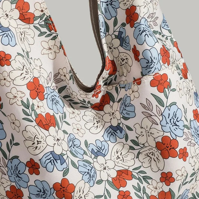 Large Capacity Floral Canvas Bags For Woman Y2K Harajuku Style Tote Bag High Street Fashion Shoulder Bag сумка bolsos