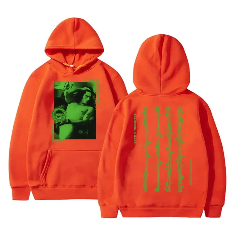 Autumn men's fashion high-quality hooded sweatshirt with thorn pattern print and retro street style hoodie clothing