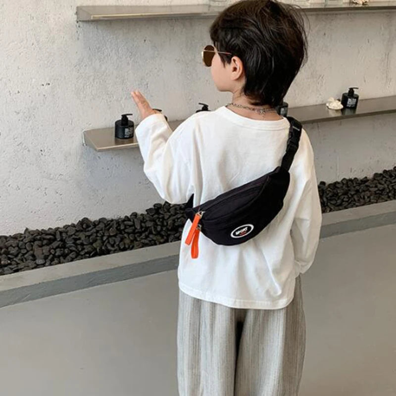 New Fashion Cute Children's Chest Bag One Shoulder Crossbody Fanny Pack Canvas Diagonal Bag Girl Boy Zipper Bag Coin Purse