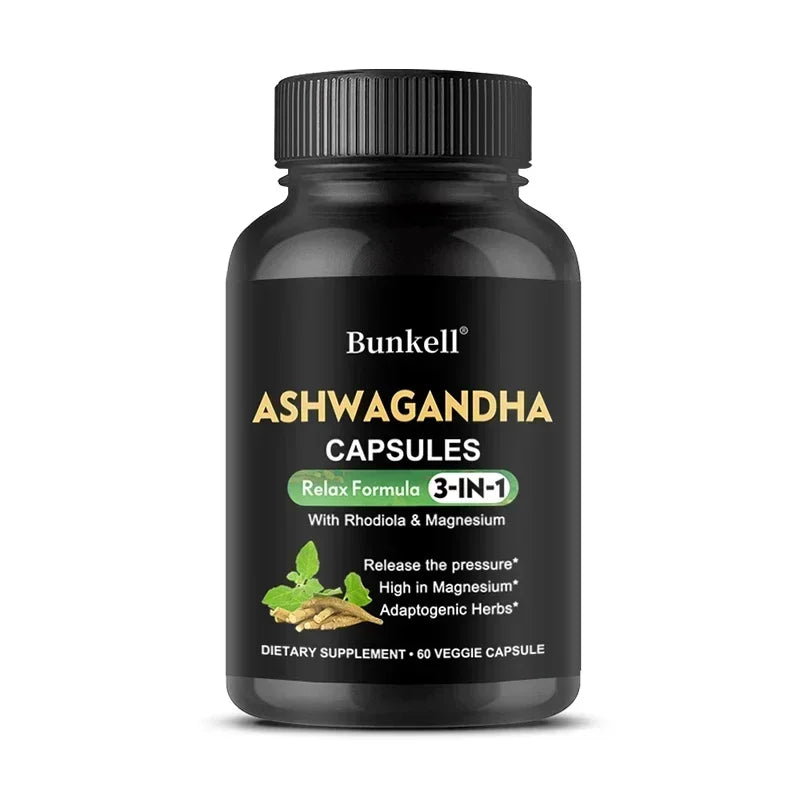 Pure Ashwagandha Root Extract Capsules With Magnesium for Natural Mood, Stress, Focus, Brain, Energy , Sleep Health Support