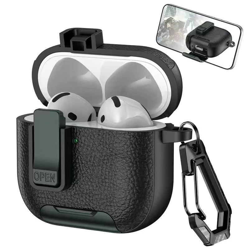 Can be used in mobile phone holders For Airpods 4 Case Shockproof Protective Cover For Airpods Pro 2nd AirPods4 Leather Bracket