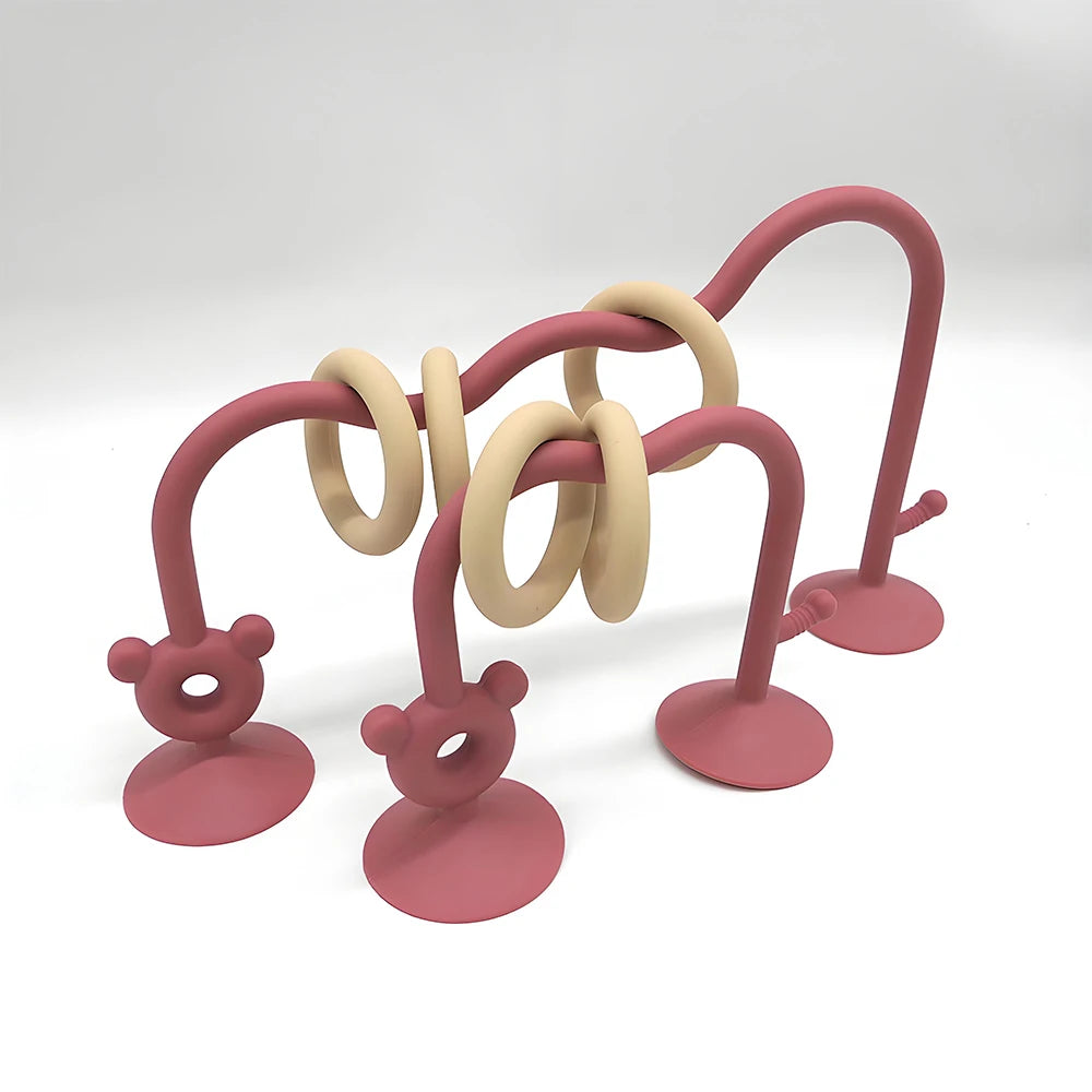 Silicone Children's Silicone Desktop Toys Bead Wrap Baby Early Learning Puzzle Game Toys Highchair Desktop Adsorption Toys