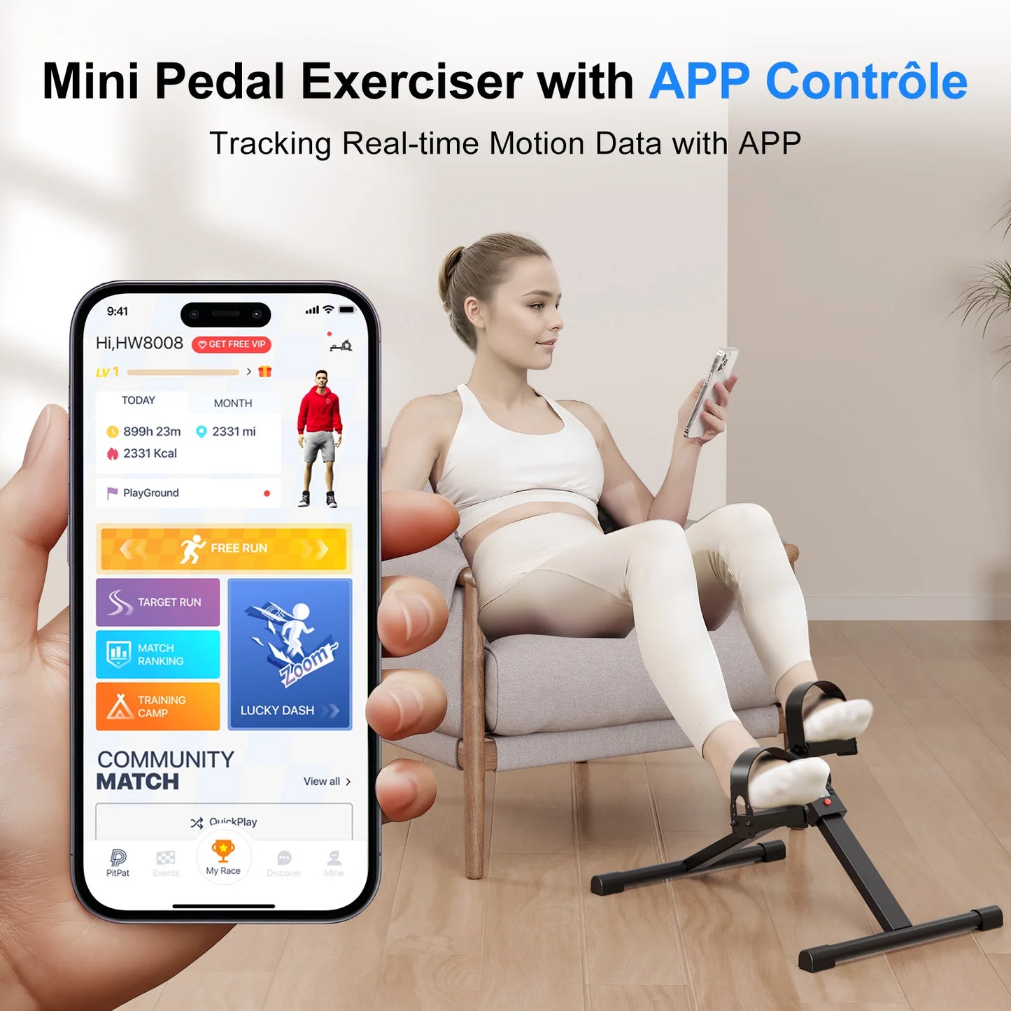 Under Desk Bike Pedal Mini Exercise Bike with Electronic Display for Indoor Leg and Arm Recovery Folding Pedal Exerciser