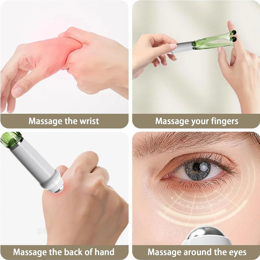 1/2PCS Finger Massager Roller with Stainless Steel Beads, Dual Head 360 Degree Rolling Design, 4 Sided Massager for Hand Relax