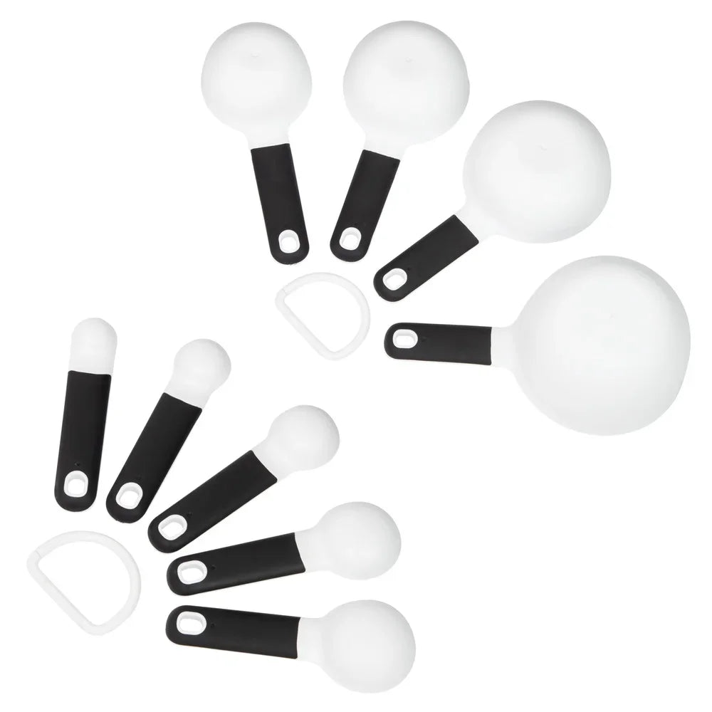9 Piece Measuring Cups and Spoon Set Essential Kitchen Tools Soft Grip Easy Read Dishwasher Safe Dry and Wet Ingredients