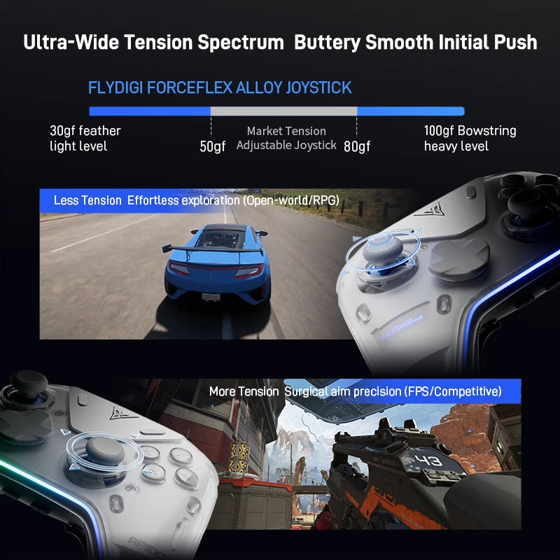 Flydigi Apex 5 Wireless Controller with Hall Effect Joysticks and Adaptive Triggers for PC Nintendo Switch Android iOS MFi