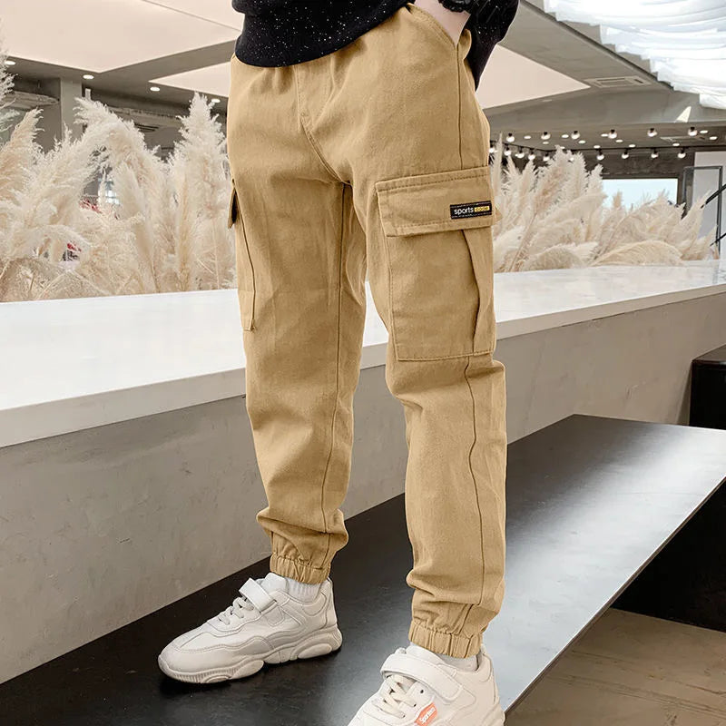 2025 New Spring Autumn Boys Pants Casual Long Style Trousers For Kids 3- 12 Years Old Teenage Children Sport Outdoor Pants