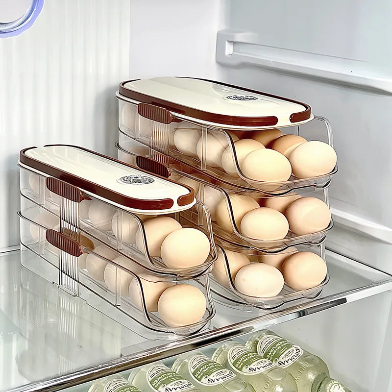 Large-capacity automatic rolling egg organizer home kitchen special preservation egg holder