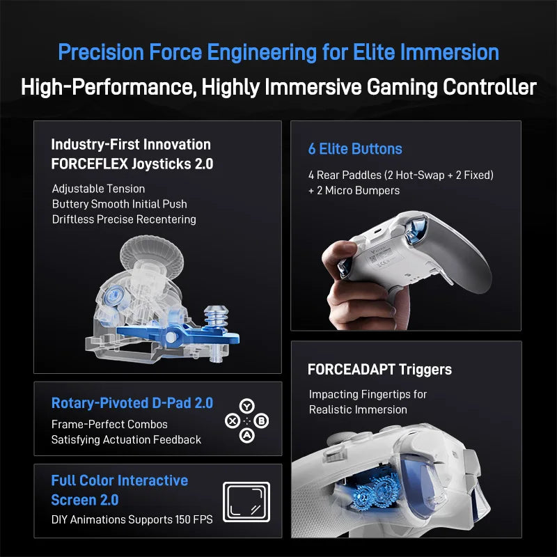 Flydigi Apex 5 Wireless Controller with Hall Effect Joysticks and Adaptive Triggers for PC Nintendo Switch Android iOS MFi