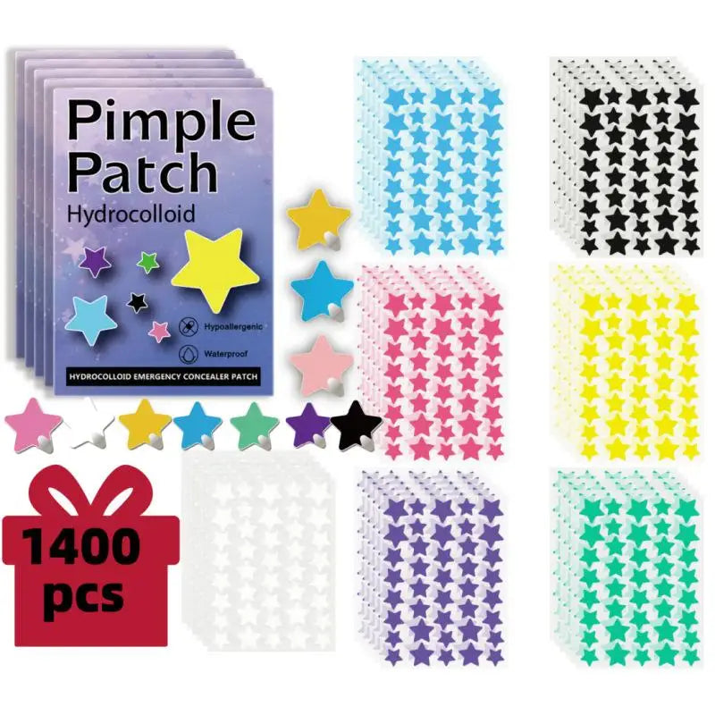 1400pcs Colorful Star Pimple Patch Acne Colorful Invisible Acne Removal Skin Care Stickers Concealer Face Spot Makeup Tools