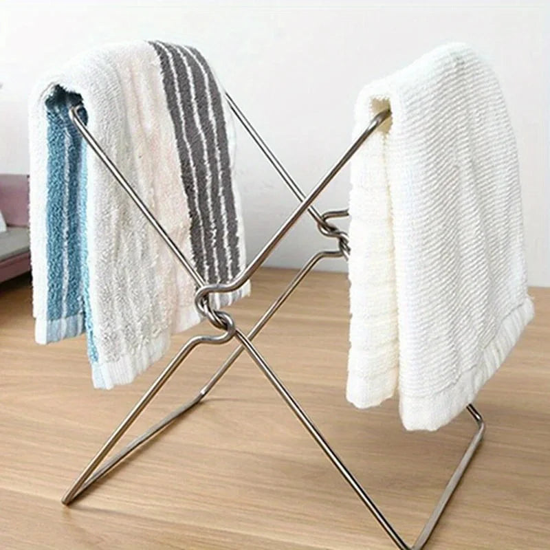 Desktop Trash Bag Holder,Small Garbage Bag Rack,Home Kitchen Countertop Folding Trash Bag Bracket Organizer Dishcloth Towel Rack