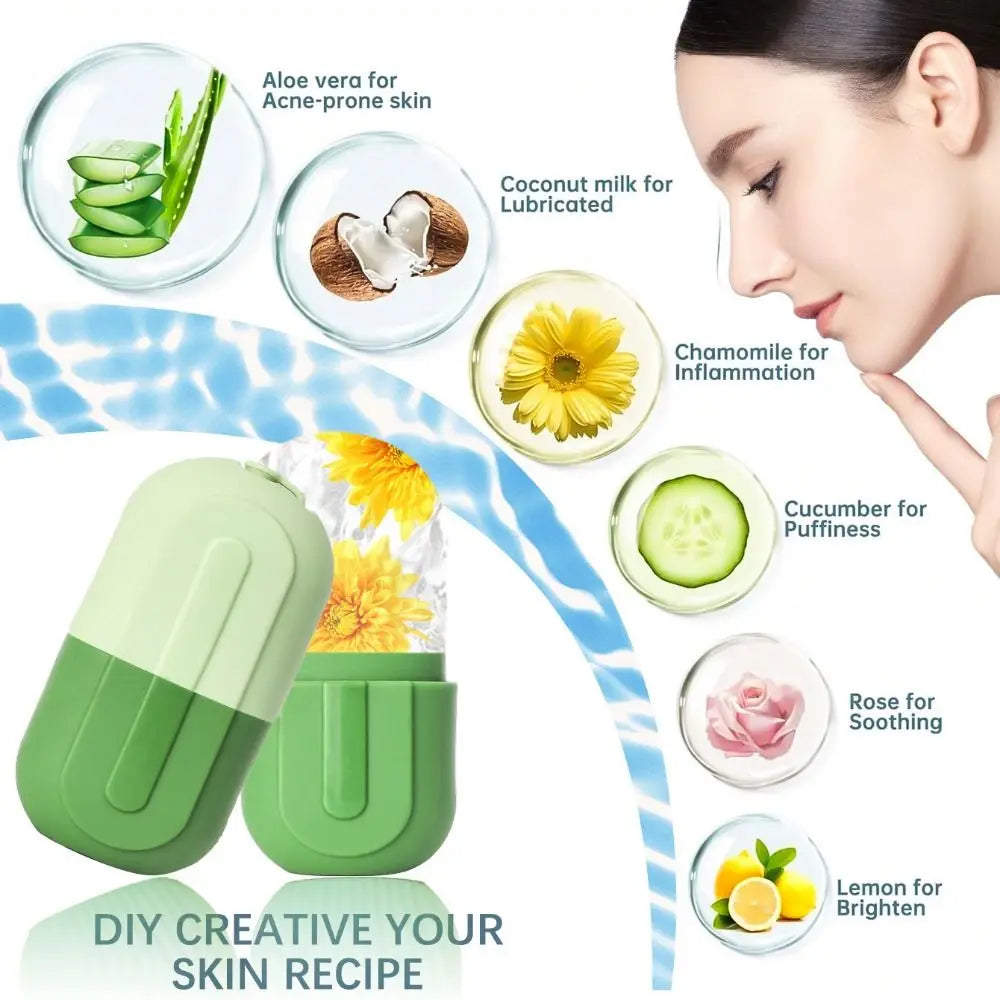 Silicone Ice Roller for Face Beauty Skin Care Tools Reusable Facial Massager Face Lifting Contouring Ice Cube Trays