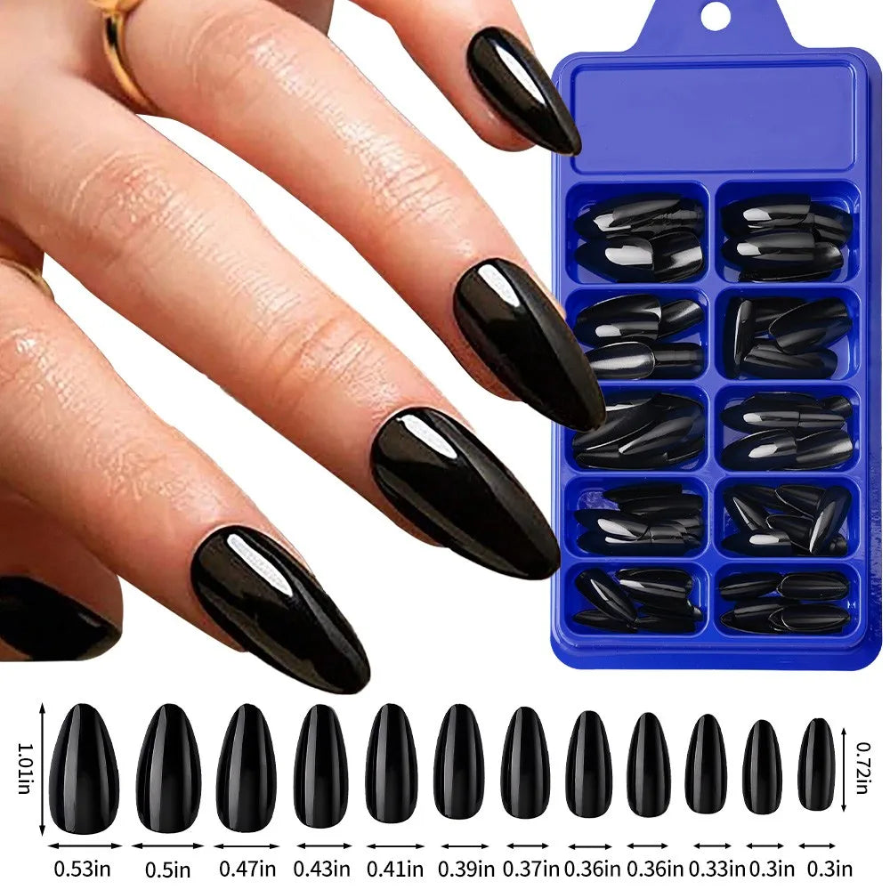 ✨ 100pcs White Square False Nails | Full Cover Acrylic Tips in 10 Sizes ✨