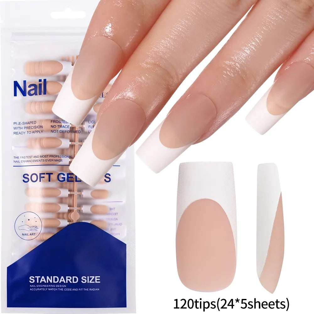 ✨ 100pcs White Square False Nails | Full Cover Acrylic Tips in 10 Sizes ✨