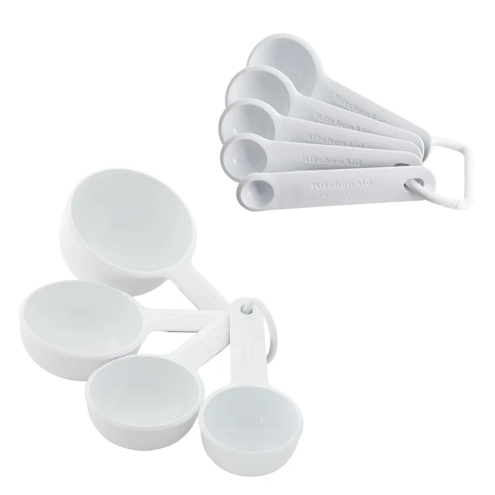 9 Piece Measuring Cups and Spoon Set Essential Kitchen Tools Soft Grip Easy Read Dishwasher Safe Dry and Wet Ingredients