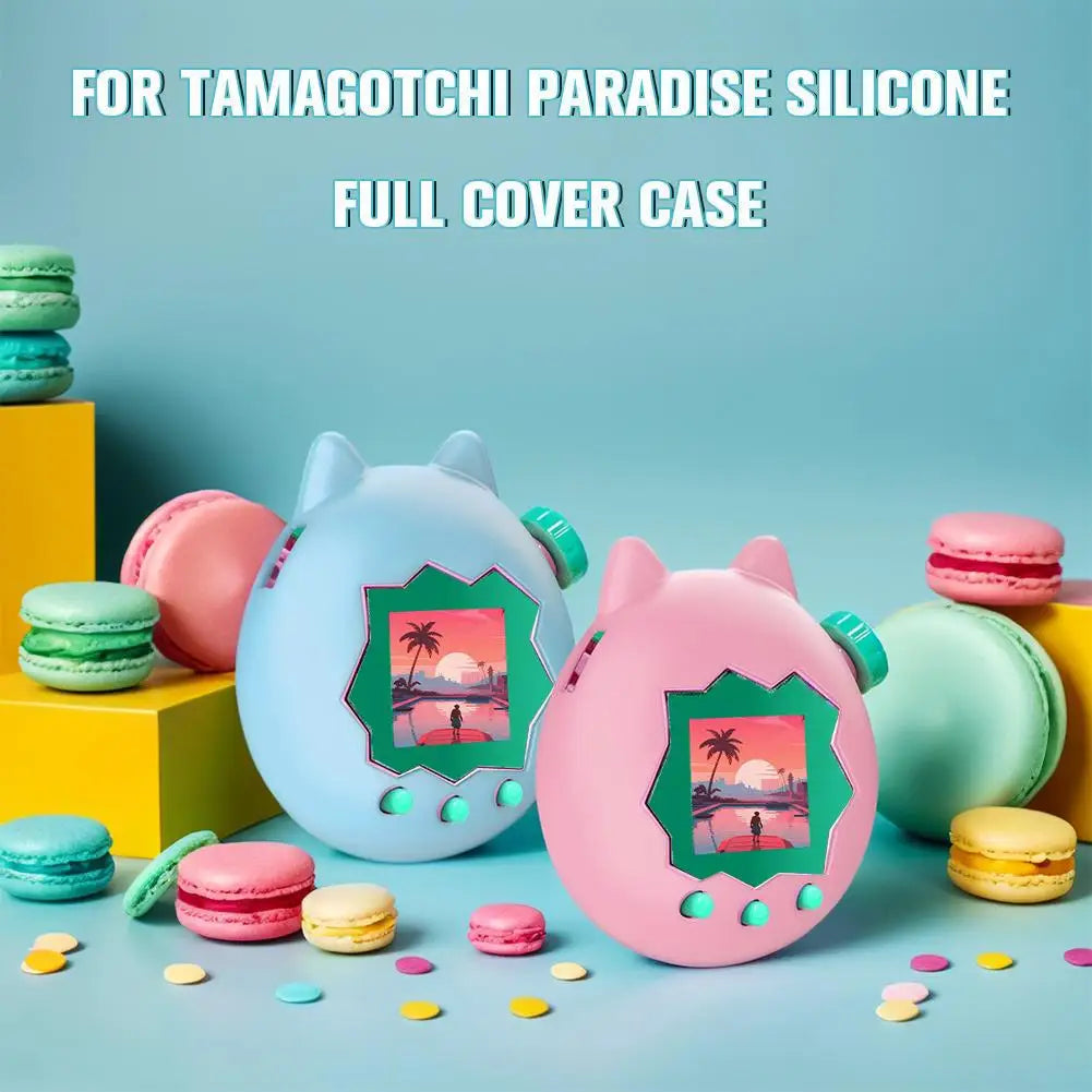 For Tamagotchi Paradise Silicone Case Full-Body Shockproof Cover for Electronic Pet Game, Cute Cartoon Protective Skin