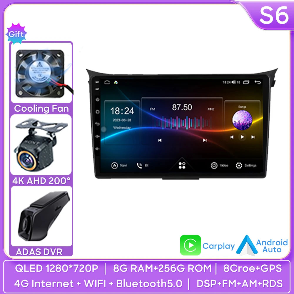 Car Radio Carplay Navigation GPS Android Auto For Hyundai I30 Elantra GT 2012 2013 2014 2015 Stereo Multimedia Player Wifi Video