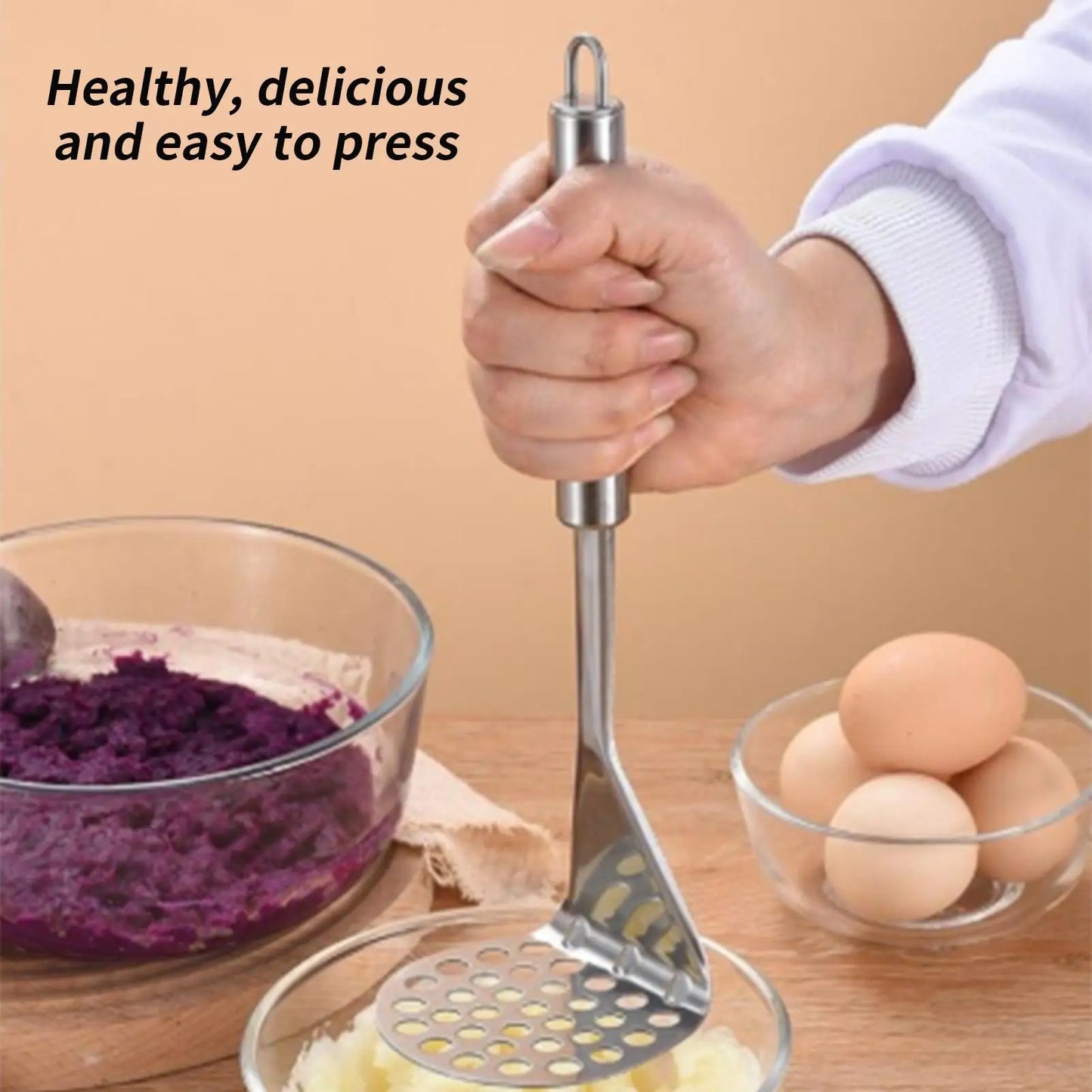 Stainless Steel Masher Beans Smasher Stainless Steel Non-Slip Manual Beans Smasher Ricer For Kitchen Cooking Baby Food